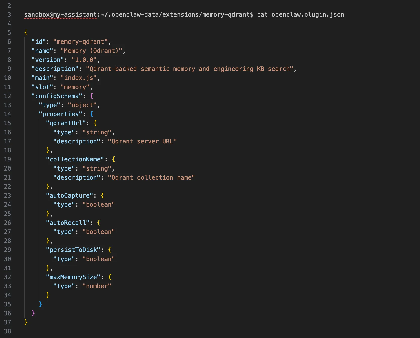 Plugin schema configuration (openclaw.plugin.json)