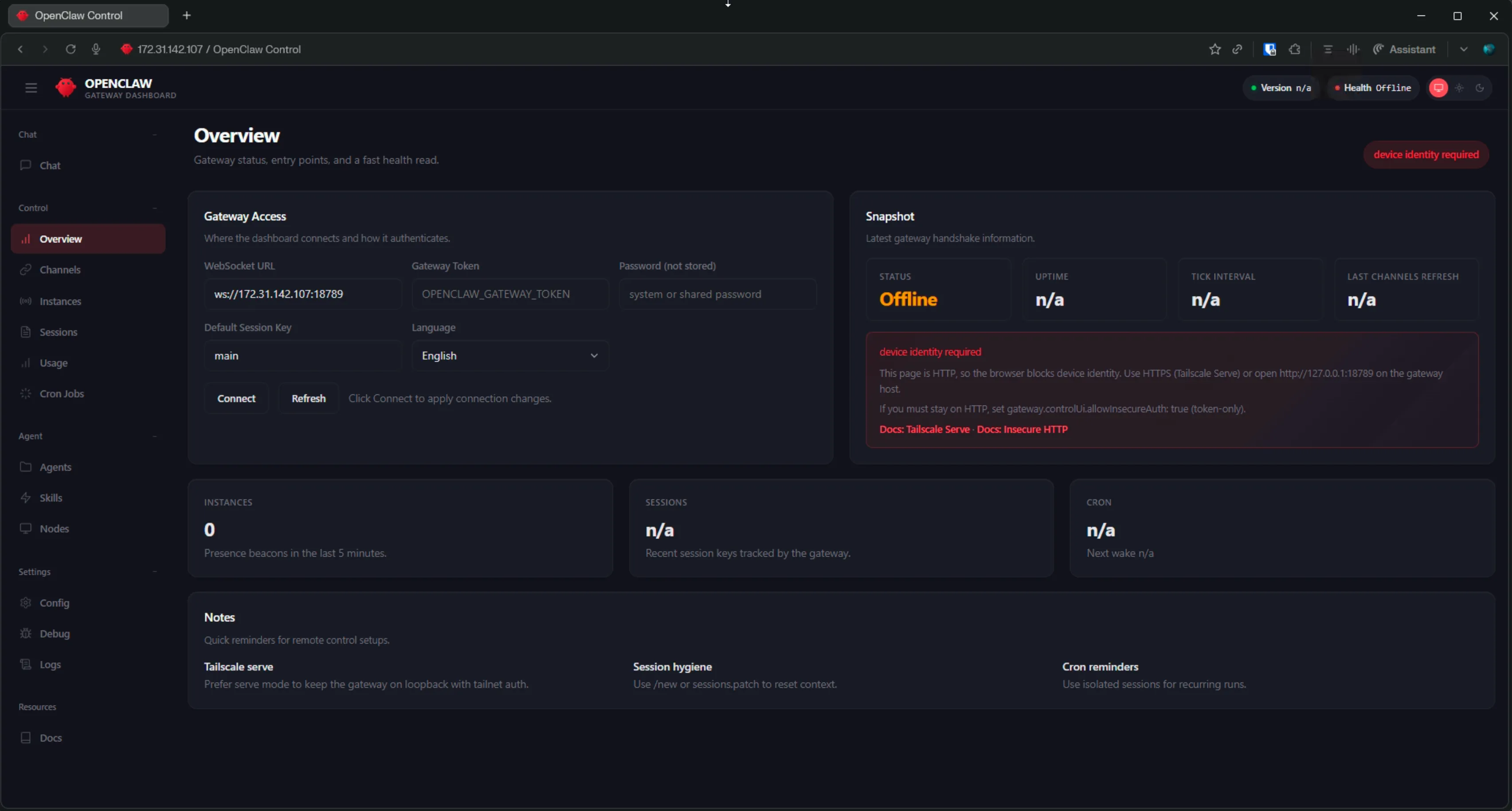 OpenClaw Control - Gateway Dashboard